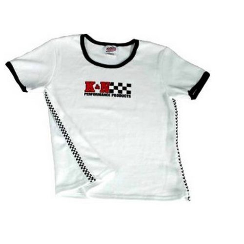 T-SHIRT; CAP SLEEVE RIB, WHITEOLD K & N CHECKERED LOGO,