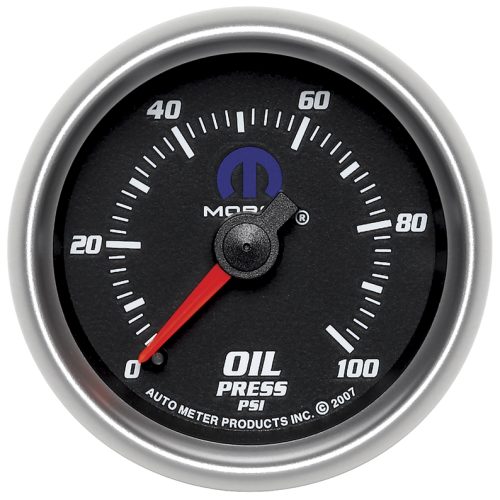 2-1/16″ MECH OIL PRESS 100PSI BLUE MOPAR LOGO, BLACK FACE