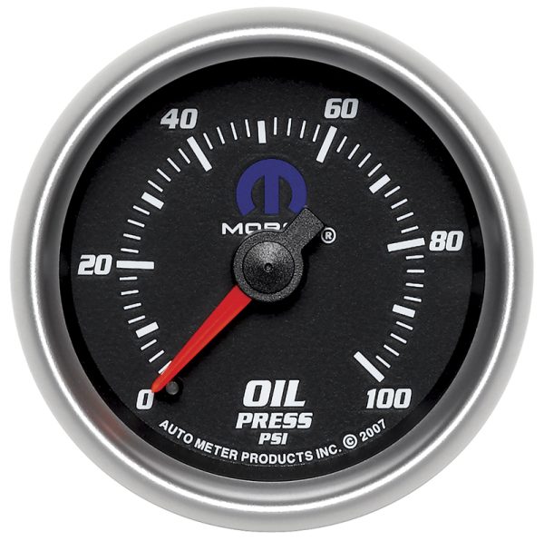 2-1/16" MECH OIL PRESS 100PSI BLUE MOPAR LOGO, BLACK FACE