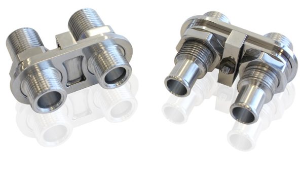 BILLET A/C BULKHEAD 2 PORT    4 X -10  SCREW ON