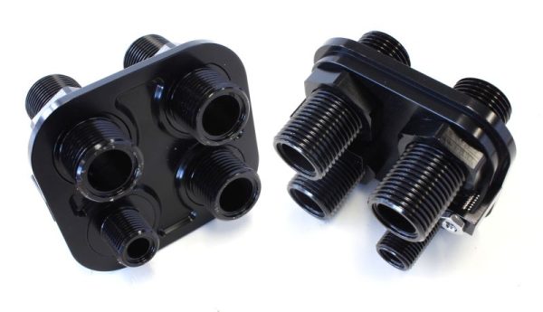 BLACK A/C BULKHEAD 4 PORT     3 X -10 / 1 X -6 THREADED PORT