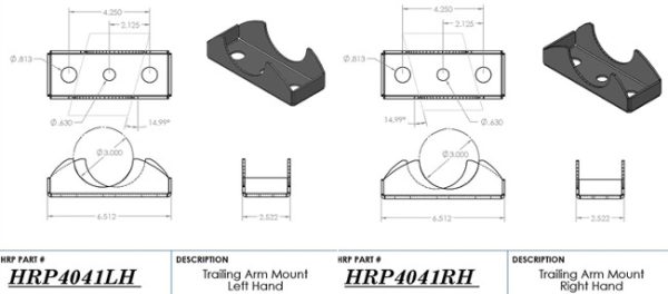 TRAILING ARM MOUNT-PAIR       HRP4041.LH + HRP4041.RH