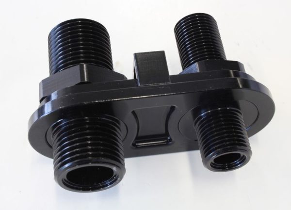 BLACK A/C BULKHEAD 2 PORT     1 X -10 / 1 X -6 SCREW ON