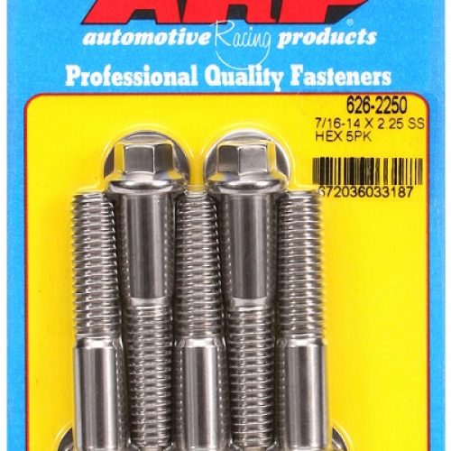 SS HEX BOLTS 7/16″UNC x 2.25″ 7/16″ WRENCH (5-PACK)