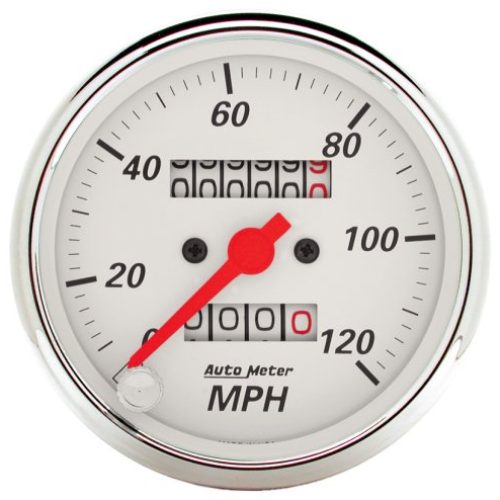 ARCTIC WHITE 3-1/8 SPEEDOMETER120MPH, MECHANICAL, TRIP METER
