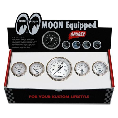 MOON 5 GAUGE SET WHITE FACE   ELECTRIC INC SENDERS