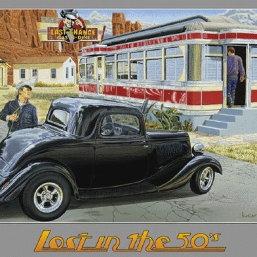KENT BASH LAST CHANCE GAS     18X24POSTER  1934 3W COUPE