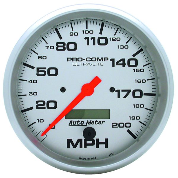 ULTRA-LITE 5" SPEEDOMETER     200MPH, IN DASH, ELECTRONIC
