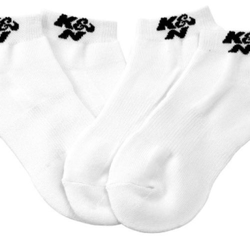 ANKLE SOCKS – WHITE (2 PAIRS) MENS SIZE 10-13, BLACK LOGO