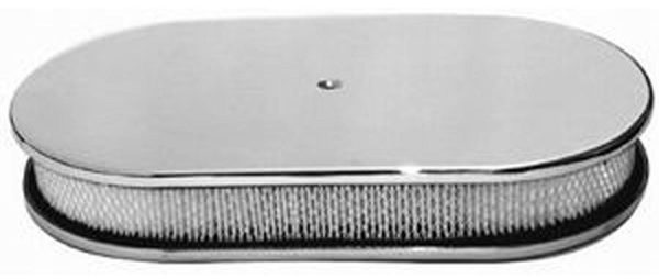 POLISH ALUM 15" x 2" OVAL AIR CLEANER SET. PLAIN & PAPER ELE