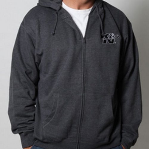 K&N ZIP UP HOODIE – PLAIN LOGOGREY, LARGE