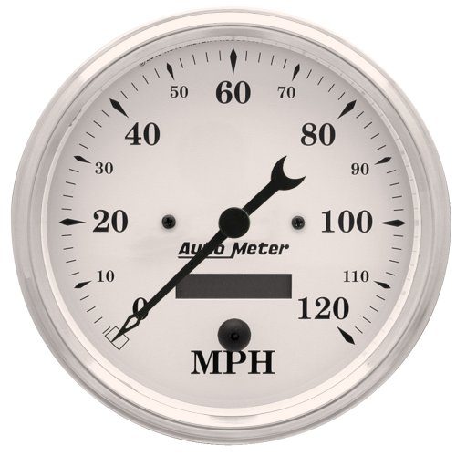 OLD TYME WHITE 160MPH SPEEDO  5″, ELECTRONIC, LCD ODOMETER