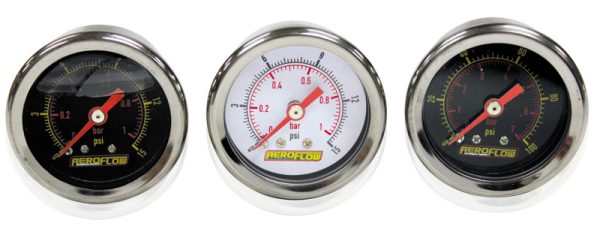1-1/2" 0-15 PSI LIQ FILL GAUGEBLACK FACE ORANGE POINTER