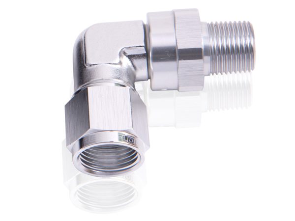 90 DEG 3/4" NPT TO -16AN      SILVER FEMALE SWIVEL NUT