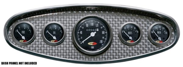 SOCAL 5 GAUGE SET ELEC SPEEDO 3-3/8  2-1/16" BLACK FACE