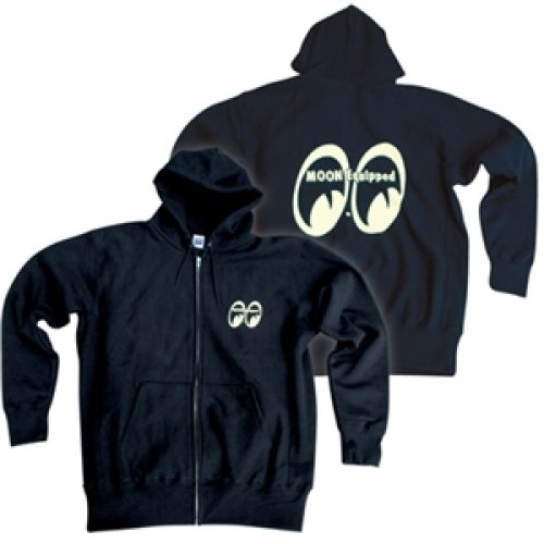 MOON ZIP HOODED JUMPER        BLACK SMALL