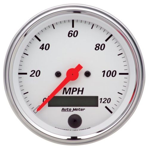 ARCTIC WHITE 3-3/8″ SPEEDO    120MPH, ELECTRONIC, LCD ODOMET