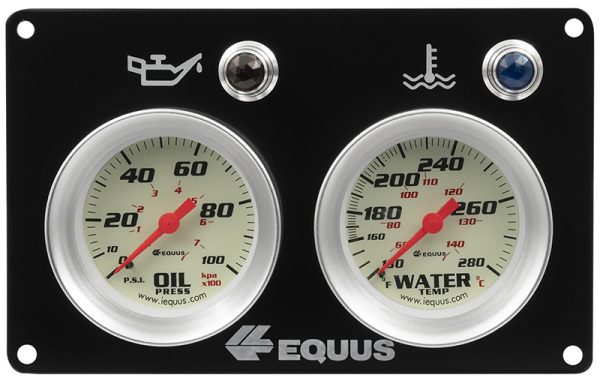 EQUUS 2-GAUGE RACE PANEL      2-5/8" WATER TEMP, OIL PRESS