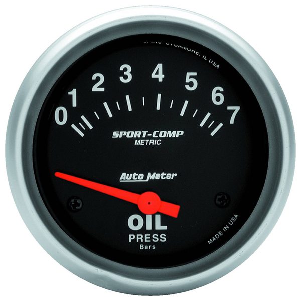 SPORT-COMP 2-5/8" OIL PRESS   0-7 BAR, SHORT SWEEP ELECTRIC