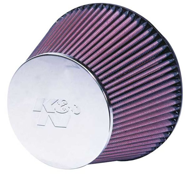 6 CLAMP-ON TAPERED FILTER     5/7.5 O.D, 5 H, CHROME TOP