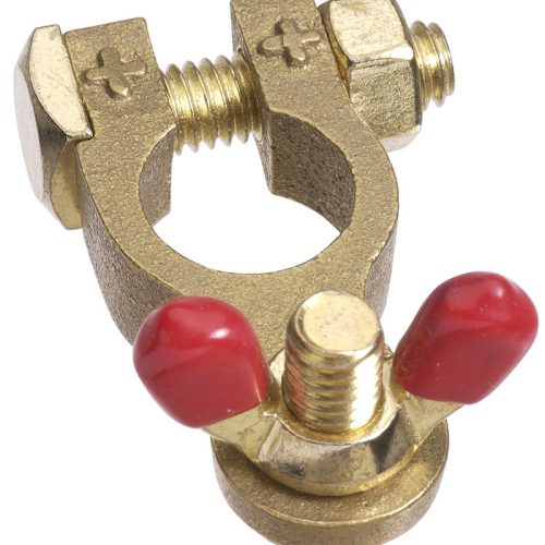 BRASS BATTERY TERMINAL        WITH WINGNUT  POSITIVE SIDE