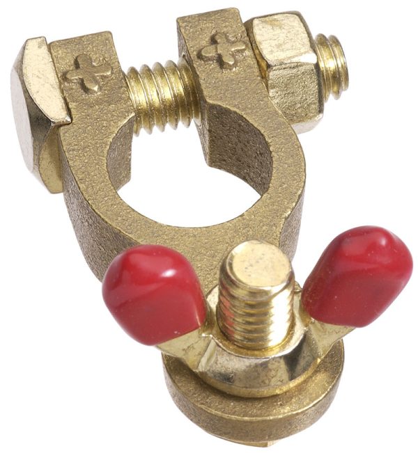 BRASS BATTERY TERMINAL        WITH WINGNUT  POSITIVE SIDE