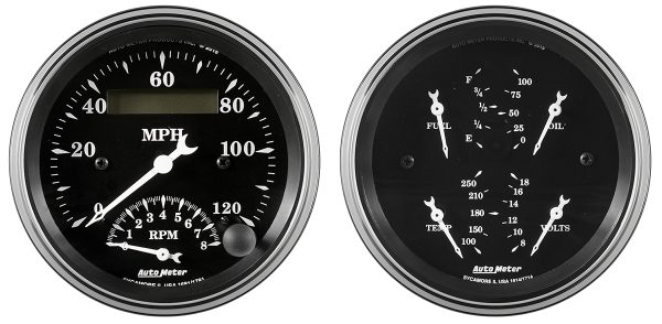 OLD TYME BK 3-3/8" 2-PIECE KITQUAD GAUGE & TACH / SPEEDO