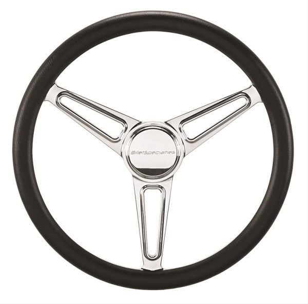 BILLET STEERING WHEEL 14" LSR 3 BOLT FLATOUT C/W HORN CAP