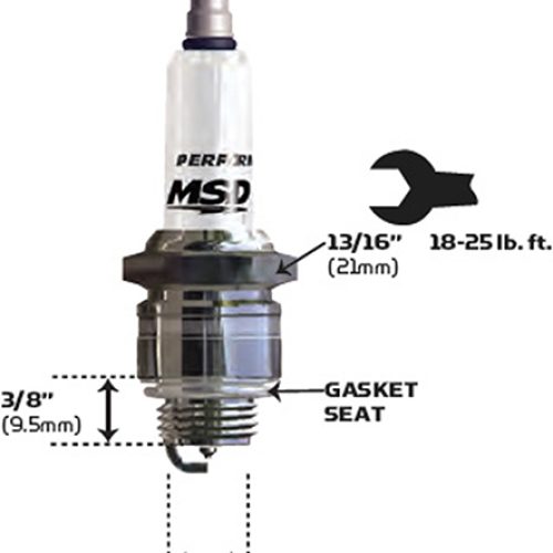 MSD SPARK PLUG, 15IR4 (EACH)  14mm x 3/8, 13/16 HEX, FLAT
