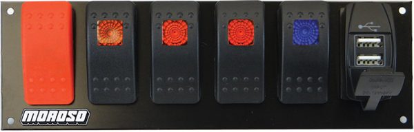 SWITCH PANEL WITH USB PORTS   START, 4 X SWITCHES, 2 X USB