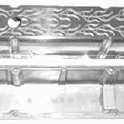CAST VALVE COVERS, SBC TALL   FLAMED, POLISHED, WITH HOLES