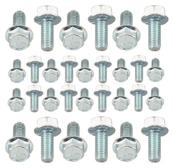 SBF SELF LOCKING OIL PAN BOLT SET. HEX HEAD ZINC STEEL