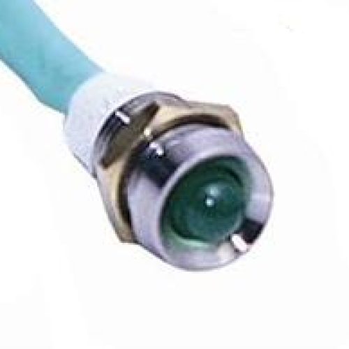DASH WARNING LIGHT – GREEN    12V LED WITH CHROME BEZELS