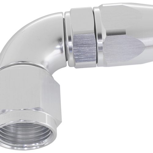 90 DEG -10AN FULL FLOW TEFLON HOSE END SILVER 1 PIECE FULLFL
