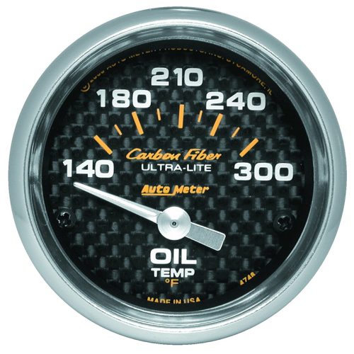 CARBON FIBER 2-1/16 OIL TEMP  140-300°F, SHORT SWEEP ELECT.