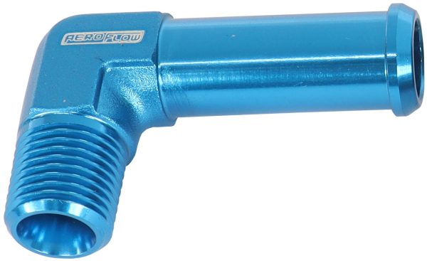 90 DEG 1/8" NPT TO 3/8" BARB  BLUE 90 DEG MALE TO MALE
