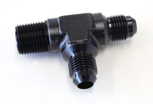 TEE -6AN WITH 3/8" NPT ON RUN BLACK AN TEE WITH NPT ON RUN