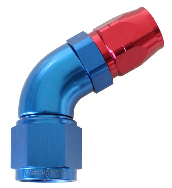 ALLOY 60 DEG HOSE END -6 HOSE TO -8 REDUCER HOSE END BLUE