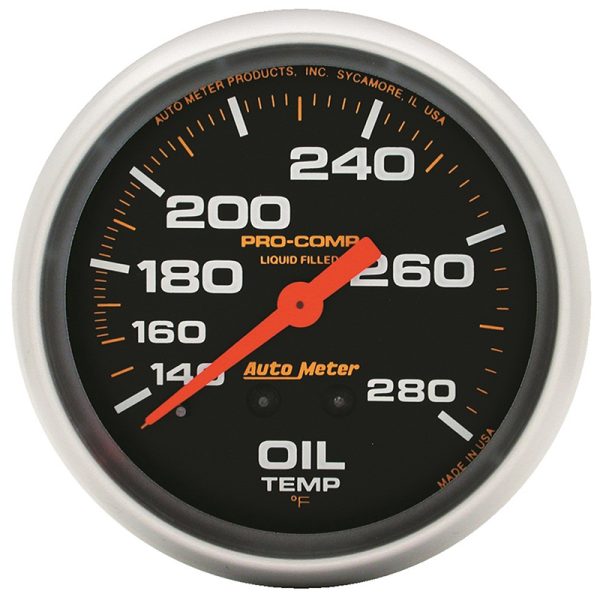 PRO-COMP 2-5/8" OIL TEMP GAUGE140-280°F, LIQUID FILLED MECH