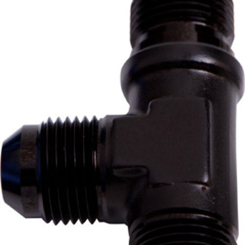 MALE -6AN TEE BULKHEAD ON RUN BLACK MALE -6AN, NUT SEPERATE