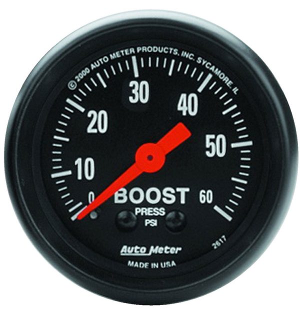 Z-SERIES 2-1/16" BOOST GAUGE  0-60PSI, MECHANICAL, 10FT