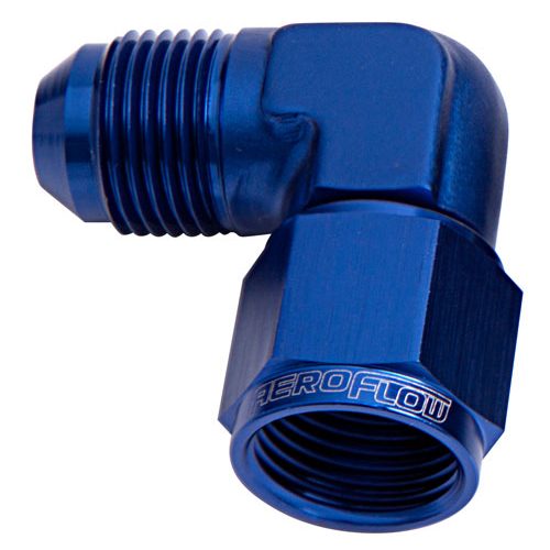 90 DEG FEMALE – MALE -16AN    BLUE SWIVEL NUT