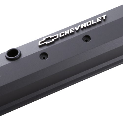 SLANT EDGE VALVE COVERS, SBC  CENTRE BOLT, BLACK CRINKLE
