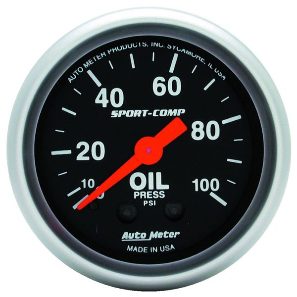 SPORT COMP 2-1/16" OIL PRESS. 0-100 PSI, MECHANICAL