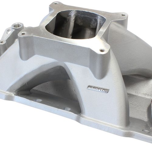 SBC HI RISE INTAKE MANIFOLD   SINGLE PLANE CHEV 350 NATURAL