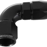 90 DEG -8AN FULL FLOW TEFLON  HOSE END BLACK 1 PIECE FULLFLO