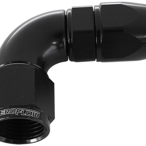 90 DEG -8AN FULL FLOW TEFLON  HOSE END BLACK 1 PIECE FULLFLO