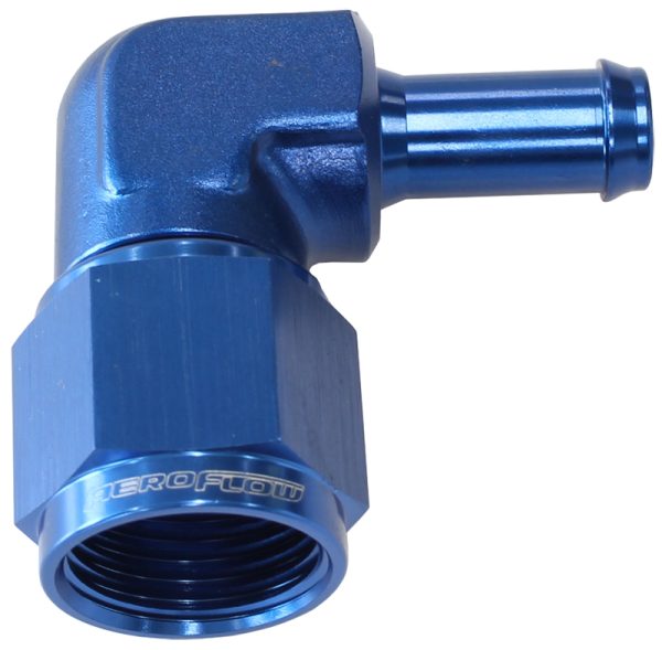 FEMALE -8AN 90DEG TO 3/8" BARBBLUE SWIVEL NUT