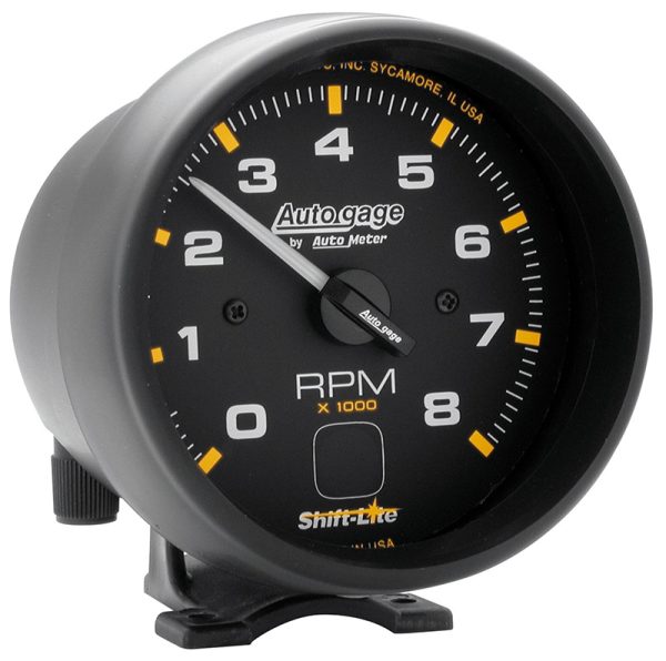 AUTO GAGE 3-3/4" PEDESTAL TACH8000RPM BLACK FACE, BLACK CUP