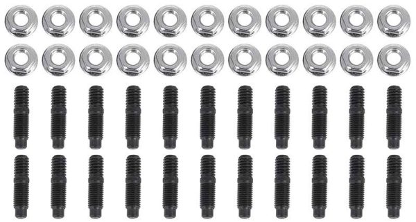 MILODON BBC OIL PAN STUD KIT  HEX NUT, BLACK OXIDE STEEL